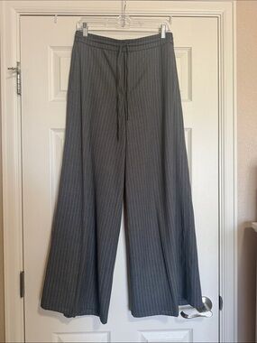 Simply Vera Vera Wang Gray Pinstripe Wide-Leg Drawstring Trousers